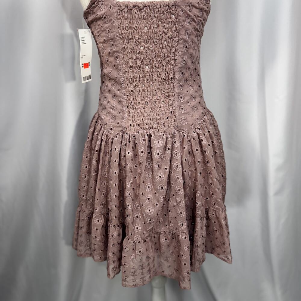 UO Kimchi Blue Eyelet Mini Dress Medium NWT Pink Cottagecore Balletcore Coquette - Picture 10 of 16